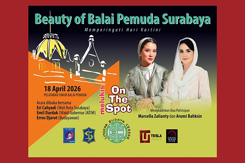 Marcella Zalianty dan Arumi Bachsin: Dua Wajah, Ratusan tafsir yang Hidupkan Kanvas di Balai Pemuda Surabaya